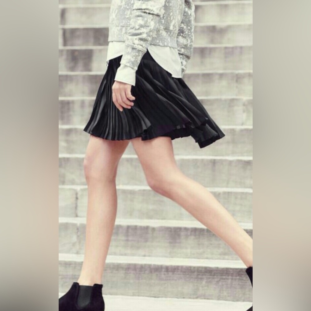 J. Crew Black Pleated Mini Skirt